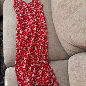Zara Red Floral Maxi Dress